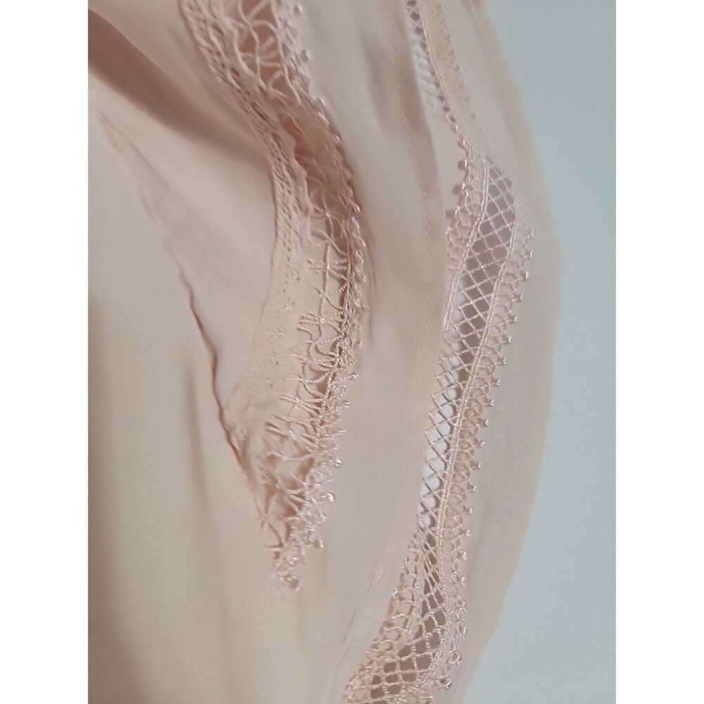 New Philosophy Pink Peach Short Sleeve Dressy Shirt Lined V Neck  XS Boho Cottag - Picture 5 of 10